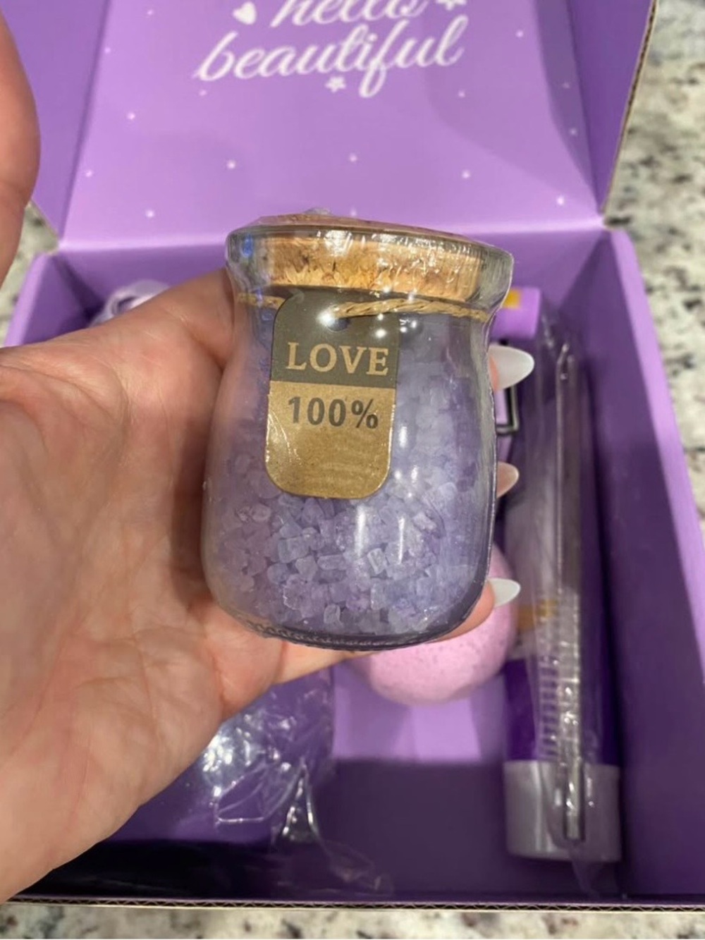 NEW - Gift set for Women, Birthday, lavender candle, tumbler, bath bomb, card - Picture 3 of 10